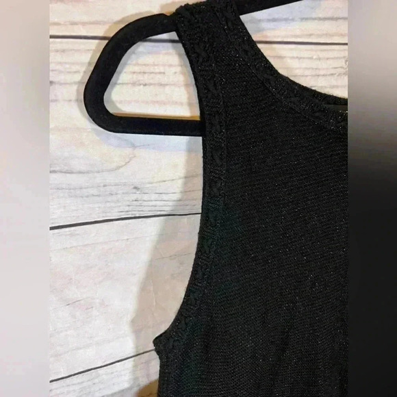 WHITE HOUSE BLACK MARKET Black Knit Metallic Sleeveless Dress Size M - Picture 2 of 8